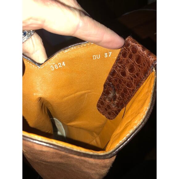 Vintage Armando Pollini cowgirl reptile & suede leather brown boots size 6 (37) - Picture 10 of 12